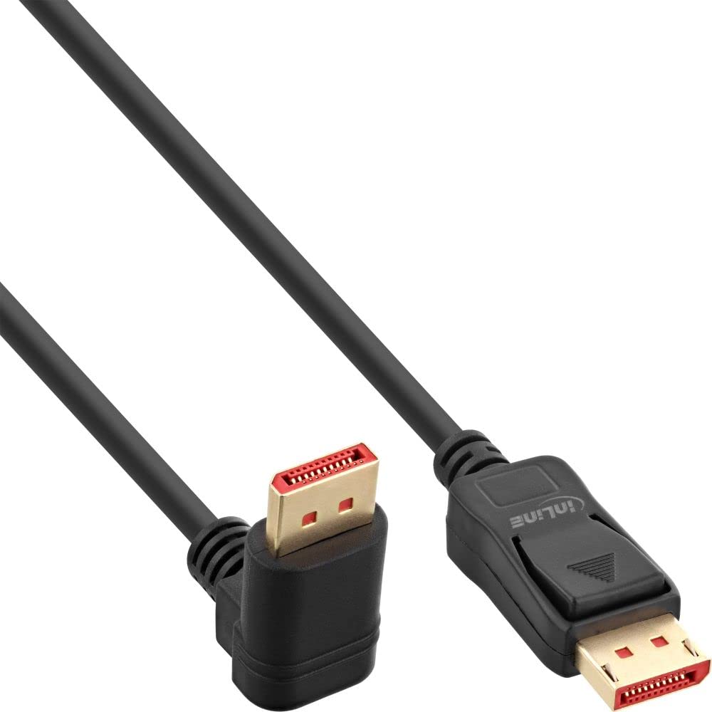InLine ® 17152U DisplayPort 1.4 cable, 8K4K, downwards angled, black/gold, 2m