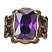 Men's Large 14K Gold plated Stainless Steel Purple Crystal Knight Cross Flower Gothic Vintage Ring Gold Purple