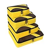 4 Set Packing Cubes,Travel Luggage Packing Organizers with Laundry Bag Yellow