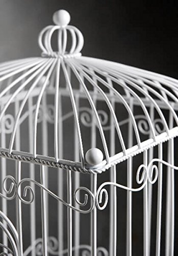 White Metal Vintage Birdcage Removable Stand 21in