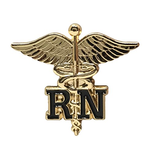 Registered Nurse Emblem Lapel Pin - Letters on Caduceus Brooch - RN Medical Ceremonie Clip - Thumbnail 3