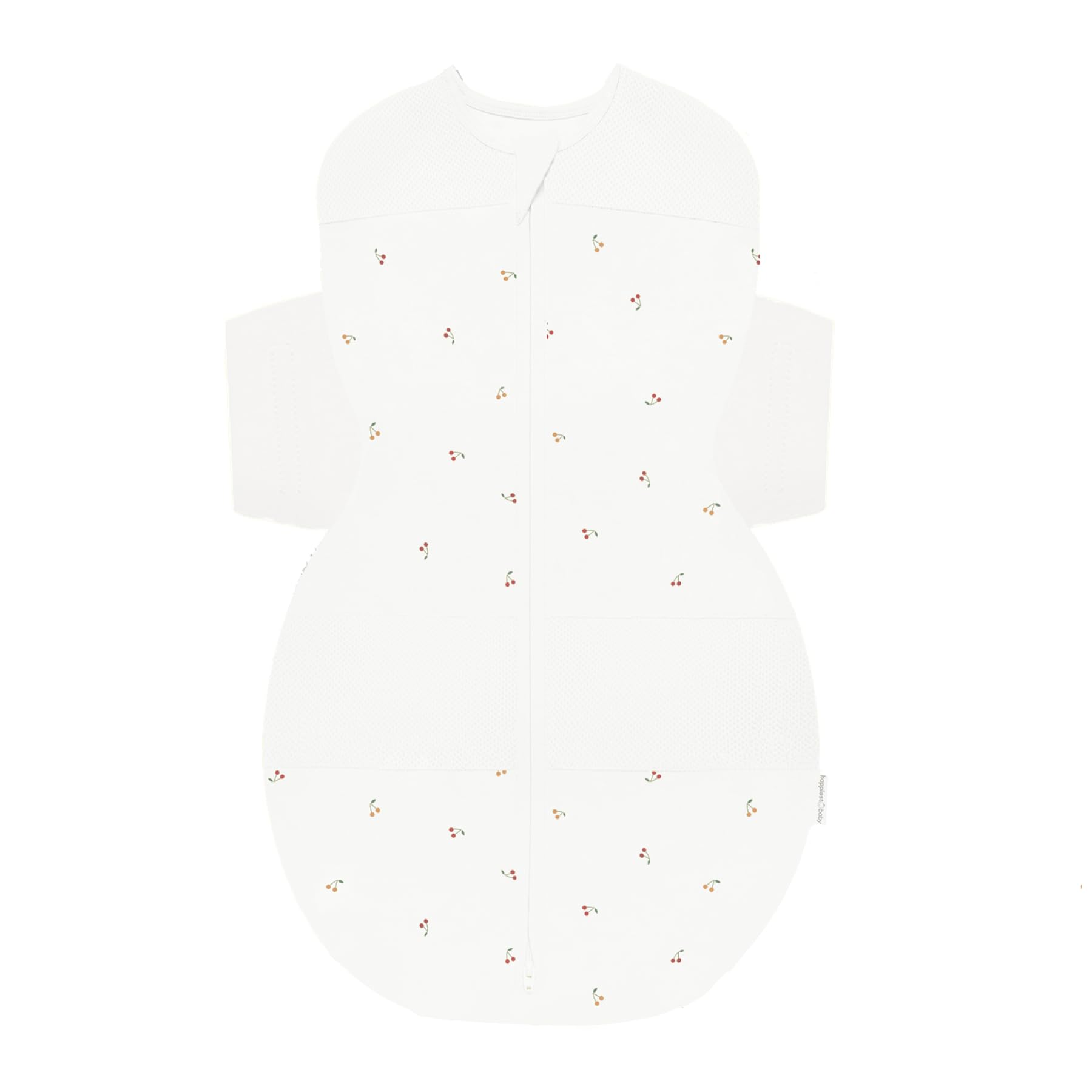 Happiest Baby SNOO Sleep Sack - 100% Organic Cotton Baby Swaddle Blanket - Doctor Designed Promotes Healthy Hip Development (Ivory Cherries, X-Large) Image