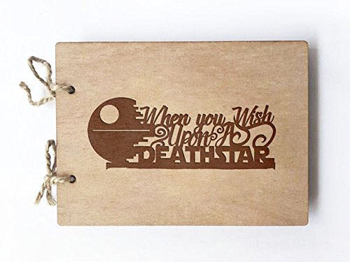 Click Here to See More Images Wedding Guest book (wood) - notebook - When you Wish Upon a Deathstar