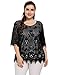 Chicwe Women's Lined Plus Size Floral Lace Top Tunic Blouse Cotton Blended With Eyelash Hem 1X-4X