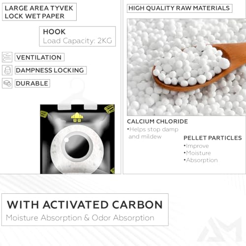 AMROAH 200ml x 12Pack Humidity Moisture Absorbers Bags Dehumidifier & Odor Eliminator with Activated Carbon, Absorber Moisture Containers for Home Bathroom Basement Closet Kitchen Wardrobe