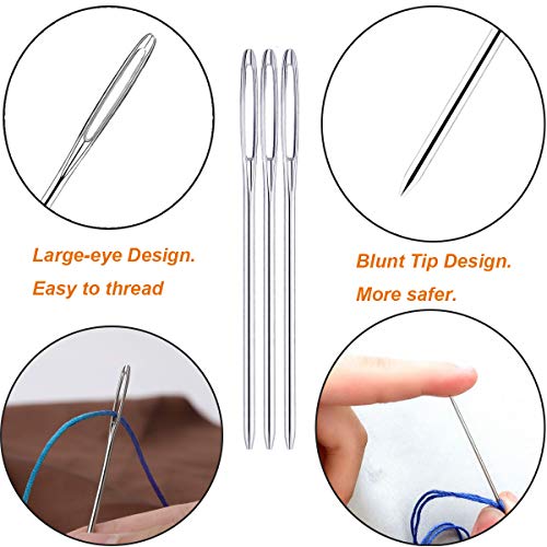 Y-Axis 54 Pcs Assorted Large Eye Stitching Needles Hand Sewing Needles Including Sharp & Blunt Needles with Storage Box - Thumbnail 2