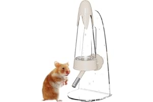 SQUSIMEI 4.2 Oz Hamster Water Bottle with Stand No Drip for Syrian Dwarf Hamsters, Gerbils, Little Mouse, Small Pet Rodents(Cream, with Stand)