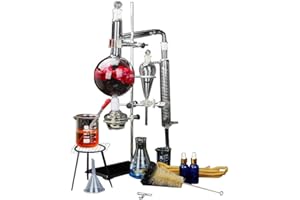 YUEWO New 1000ml Lab Essential Oil Distillation Apparatus Water Distiller Purifier Glassware Kits w/Separatory Funnel Condenser Pipe