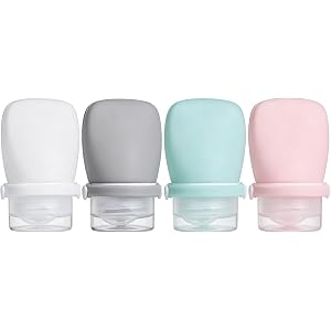 1oz Silicone Travel Bottles for Toiletries, Leak-Proof TSA Approved | 4-Pack, Travel Size Containers, Reusable, Refillable, S