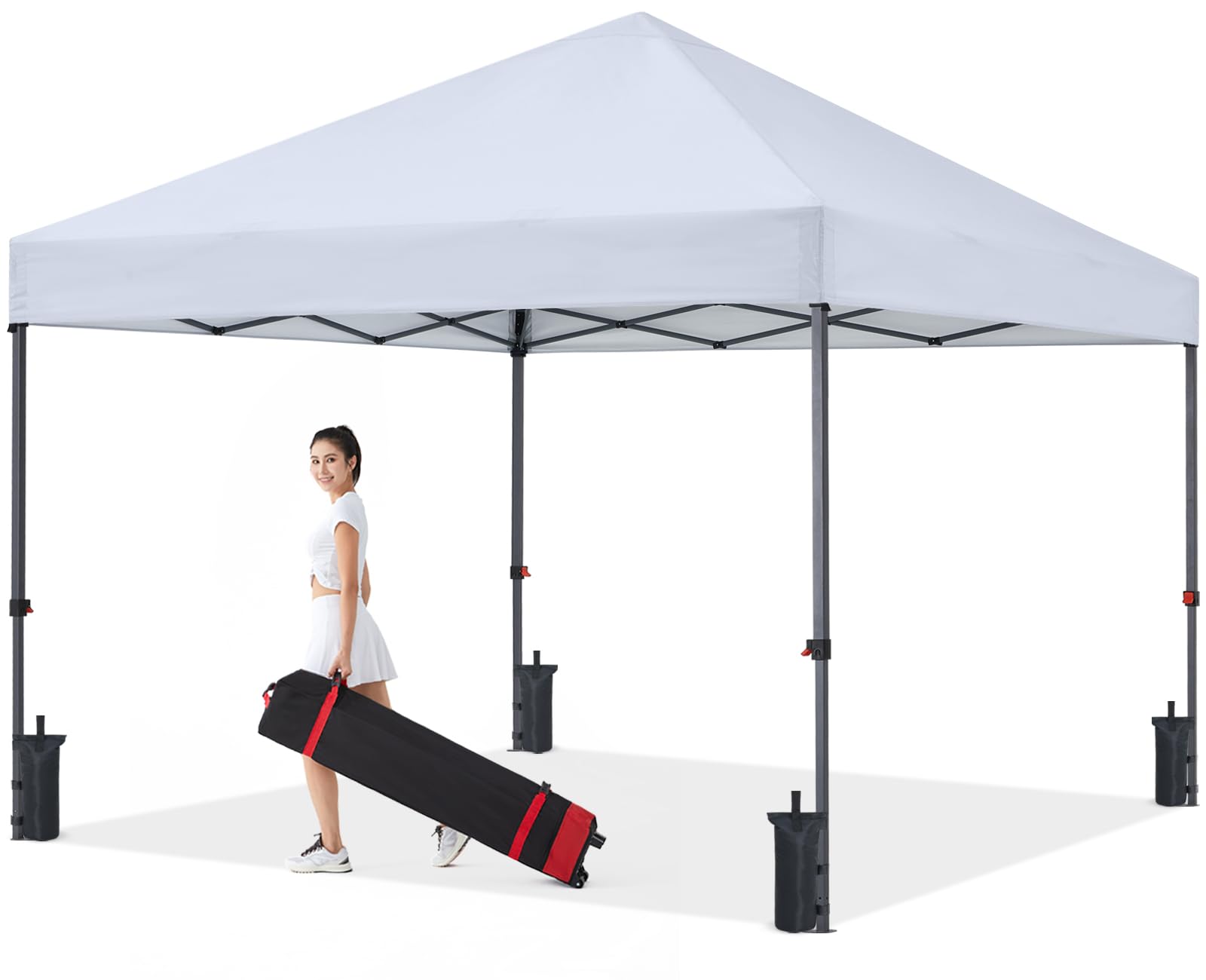 Photo 1 of COOSHADE Durable Easy Pop Up Canopy Tent 10x10Ft, with 4 Sandbags(White)