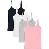 Knuffnee Women Camisoles Spaghetti Strap Tank Top Basic Cami Undershirt 4 Pack