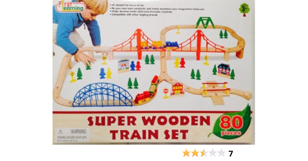 80 piece wooden train set with table