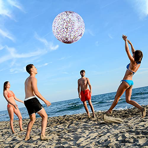 16 Inch Inflateable Glitter Beach Ball Sequin Beach Ball Pool Water Fun Toys for Kids Summer Parties Pool Party Favors