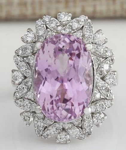 Phetmanee Shop Size6-10 Natural 9.66 CT Pink Kunzite CZ 925 Silver Rings Wedding Bridal Jewelry (8)