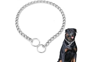 CYHAEN Slip Link Dog Chain Collars,Heavy Chain Dog Metal Training Collars, Adjustable Metal Necklace Martingale Puppy Collars for XXS XS Small Medium Large Big XL Breed Dogs, Silver XL