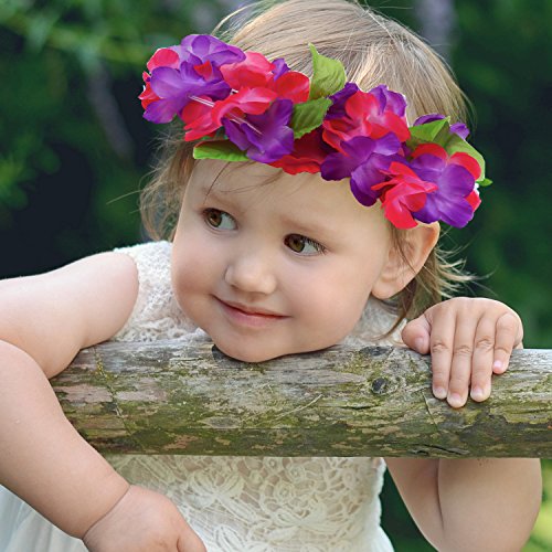 Hawaiian Luau, 36 Pack Flower Headband Lei and Hair Clips Set, Headpiece Hairpins Party Favors For Summer Beach Vacation, Tropical Party Decorations Supplies, Birthday, Wedding And Costume Events