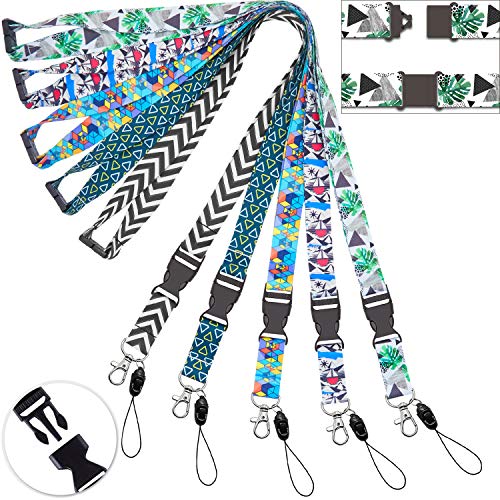 YOUOWO Lanyard for id Badge Holder Keys Women Cruise Lanyards for Ship Card Breakaway Safety Quick Release Office Neck Lanyards Wide 2cm 5 Pack