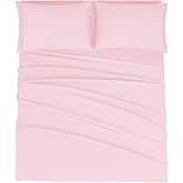 Mejoroom Queen Size Sheet Set - Hotel Luxury 1800 Bedding Sheets & Pillowcases - Deep Pocket Fitted Sheet, Soft, Breathable, Wrinkle & Fade Resistant - 4 Piece (Queen, Blush Pink)
