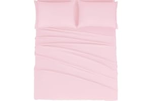Mejoroom Queen Size Sheet Set - Hotel Luxury 1800 Bedding Sheets & Pillowcases - Deep Pocket Fitted Sheet, Soft, Breathable, Wrinkle & Fade Resistant - 4 Piece (Queen, Blush Pink)