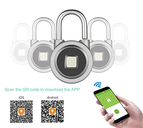 Rumfo Fingerprint Padlock, Bluetooth Connection Metal Waterproof, Suitable for House Door/Suitcase/Backpack/Gym/Bike/Office/APP is Suitable for Android/IOS Support USB Charging (Silver) - Thumbnail 3