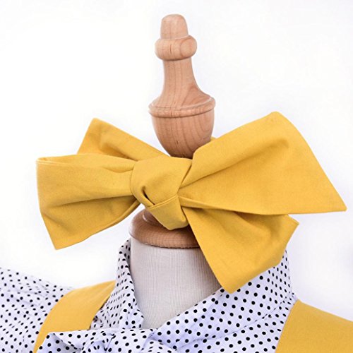 3Pcs Toddler Infant Baby Girls Cute Dot Print Tops T Shirt Strap Skirt Headbands Outfits Set (Yellow, 18-24 Months)