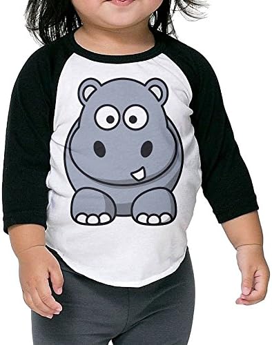 Hanxiaoxiao Boys Hippo Classic Uniforms Black Cute Shirts 4 Toddler Crew Neck 1/2 Sleeve Raglan T-Shirt