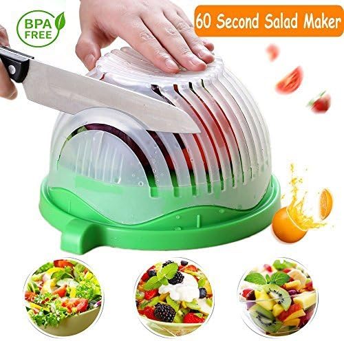 Salad Maker Salad Cutter Bowl 1-minute Salad Maker Simple Fruit Salad Maker Green 100% Eco Safe Perfect For Making Tasty Fresh Healthy Vegetable Salad by AKDibl