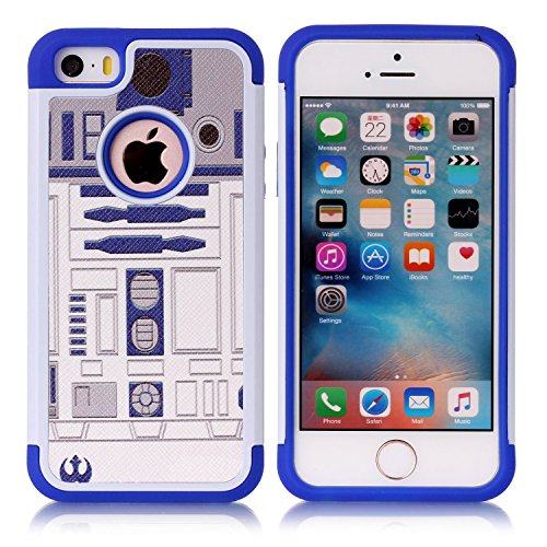 Iphone 5S Case, Iphone SE Case, R2D2 Astromech Droid Robot Pattern Shock-Absorption Hard PC and Inner Silicone Hybrid Dual Layer Armor Defender Protective Case Cover for Apple iphone 5/5S iphone SE