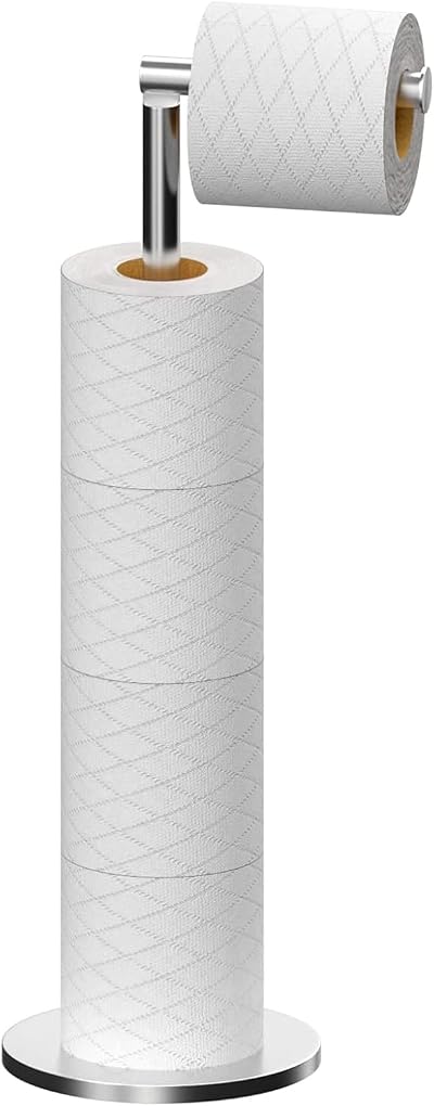 Topsky Free Standing Toilet Roll Holder Stainless Steel 4-5 Jumbo Rolls Silver