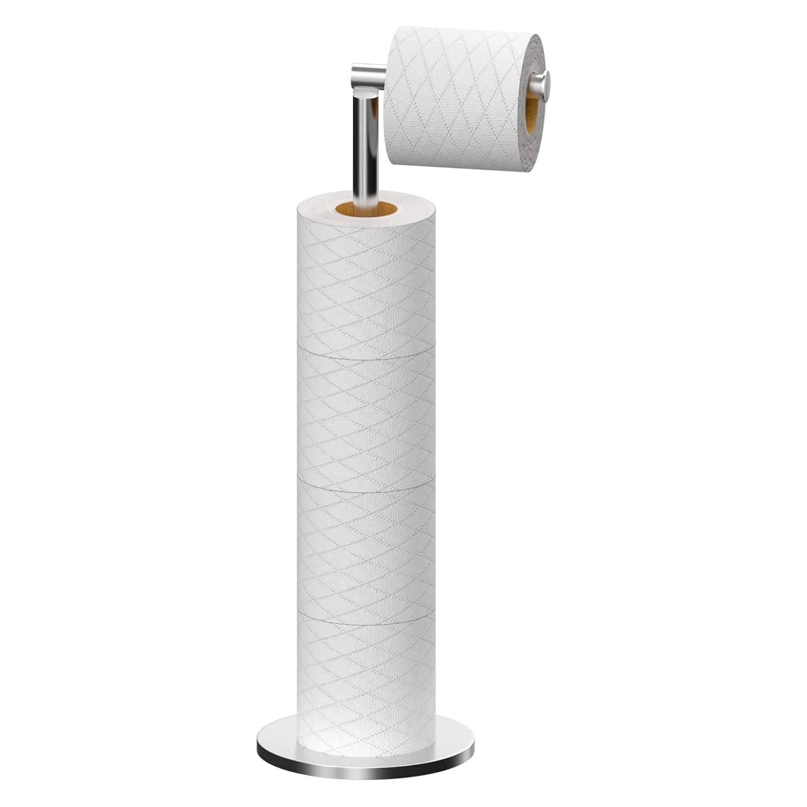 Topsky Free Standing Toilet Roll Holder, Stainless Steel Anti Rust Toilet Paper Holder for 4-5 Jumbo Rolls, Toilet Roll Stand for Bathroom Living Room Kitchen etc (Silver)