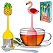 CAZD Loose Leaf Tea Infuser Gift Set. Fun Pineapple & Flamingo Silicone & Fine Mesh Tea Basket. Cute Tea Steepers with Bonus Tea Scoop. Great for Iced Tea.