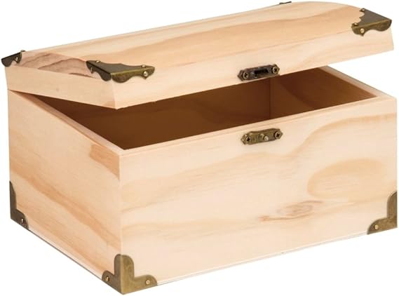 Scrigno Del Tesoro In Legno Grezzo – Set Da 10 Forzieri Piccoli 9x5x5 Cm – Con Adesivi E Pennelli – Fai Da Te E Decorazione