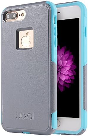 iPhone 8 Plus Case,iPhone 7 Plus Case, UOVSI [UX-8 SERIES] Anti-slip, Solid Dual Layers Radiating Silicone PC Cover for iPhone 8 plus/7 Plus (Grey Blue)