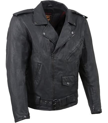 Milwaukee Leather LKM1711 Black Leather Motorcycle Jacket for Men