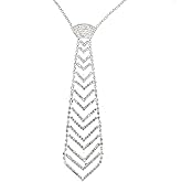 RONGXG Rhinestone Necklace Tie for Women Sparkly Crystal Choker Shinny Chain Necktie Necklace for Wedding Bridal Party
