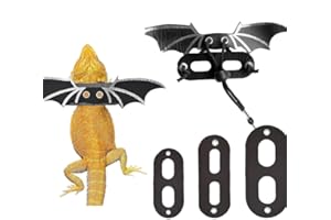 HOKABLE Bearded Dragon Leash - 3 Sizes Pack Reptile Outing Leather Wing Harness for Bearded Dragon Lizard Reptiles (Silvery)