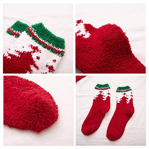 Gellwhu Christmas Fuzzy Socks for Women Girls Gifts Cute Fun Cozy Fluffy Winter Warm Slipper Xmas Holiday Socks