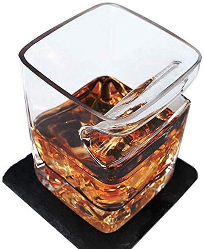 AMAZOM Zigarren-Whiskygläser Mit Zigarrenhalter-Set Mit 4 Kristall-Whiskygläsern, Premium-Rocks-Glas, Trinkglas Für Cocktails, Scotch – Bild 4