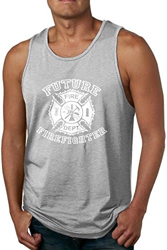 ZhiqianDF Future Firefighter Loose Fit Relaxed 100% Cotton Men's Tank Top T-shirt L Ash