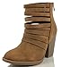 Soda Women's Kelly Cut Out Strappy Stacked Chunky Ankle Bootie