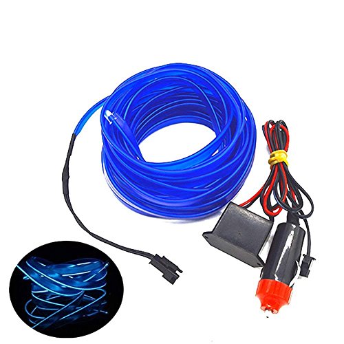 HomDSim 16.4ft/5m Auto Car Neon LED Panel Gap String Strip Light, Glowing Electroluminescent Wire/El Wire Lamp, Cold Strobing for Automotive Interior Car Decor Decorative Atmosphere,6mm Sewing Edge