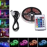 AVAWAY RGB LED Strip Lights, USB Powered SMD 5050 LED Light Strips with 24 Keys Remote Control for TV Background Lighting PC Notebook Home Decoration - 78inches/2M