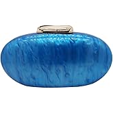 DEBIMY Shell Acrylic Beaded Purse Egg Shape Evening Clutch Oval Handbag for Women Wedding Party Shoulder Bag