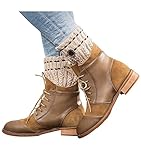 Dimore Womens Boot Cuffs Boot Topper Knitted leg Warmer Button Cuffs Crochet Thick Warm Cuff Beige