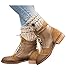 Dimore Womens Boot Cuffs Boot Topper Knitted leg Warmer Button Cuffs Crochet Thick Warm Cuff Beige