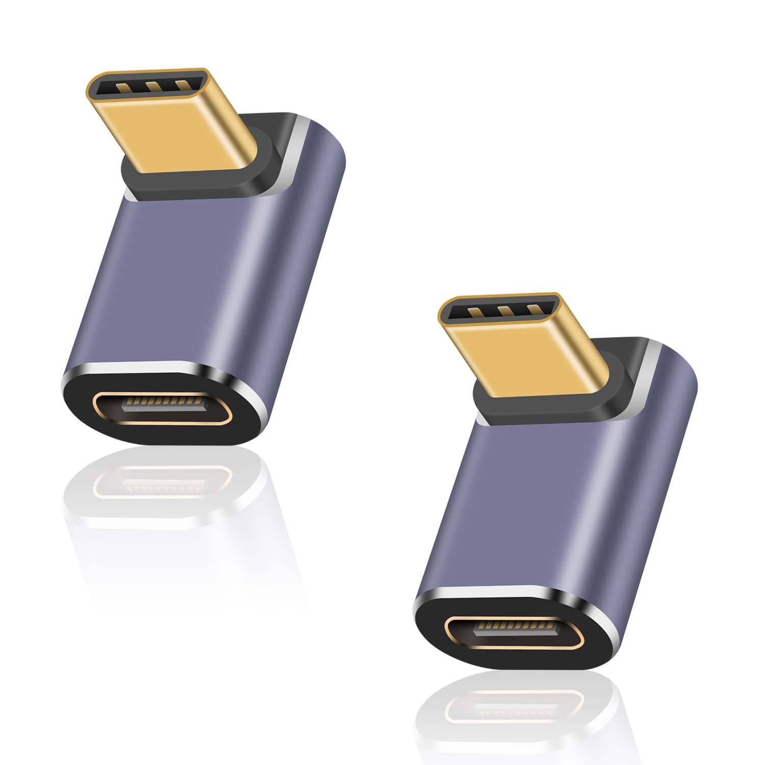 Duttek USB C Angle Adapter 40Gpbs, USB C 90 Degree Adapter supports 8k@60HZ and 100W Fast Charging, Compatible with Thunderbolt 3/4,USB Type C interface devices (2 pack)
