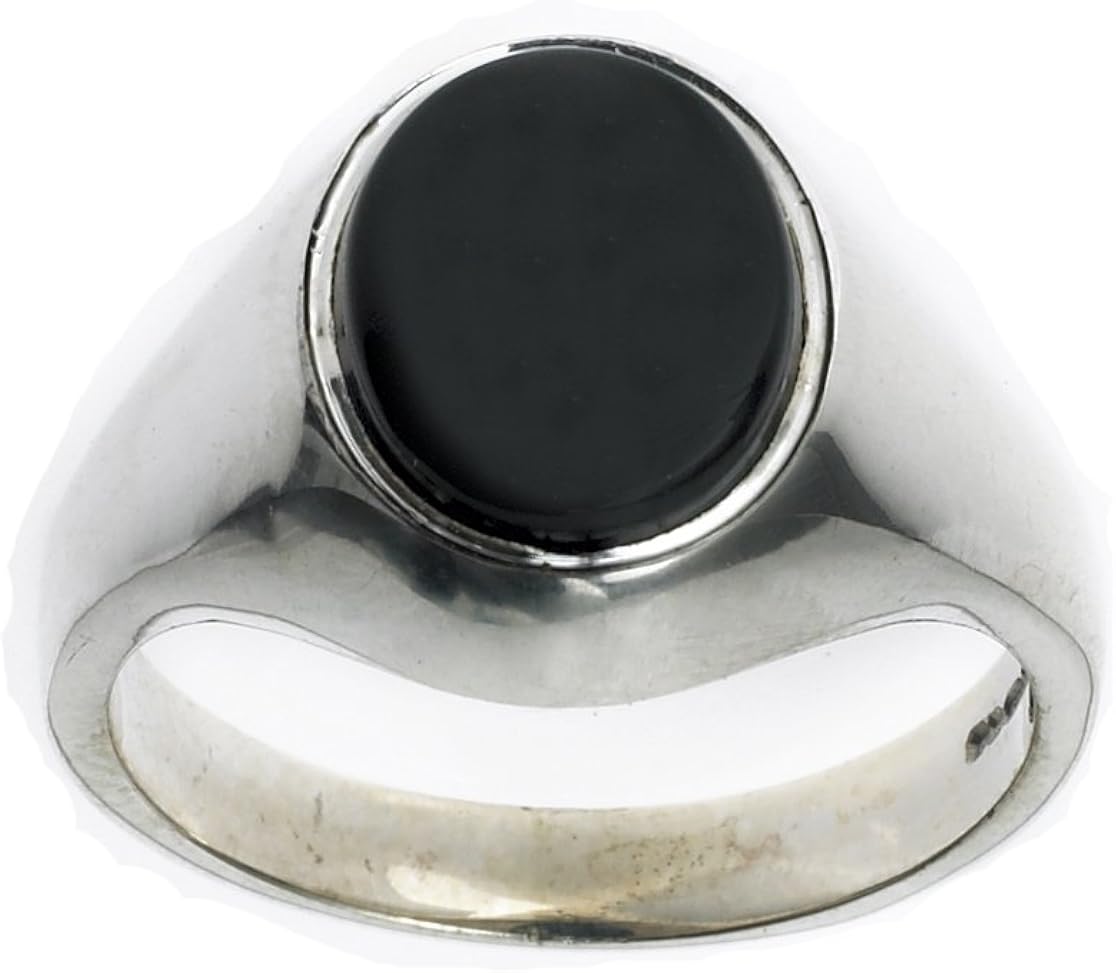 Sterling Silver Men's Onyx Oval Ring (Size P Z+4) Made to order in the Birmingham