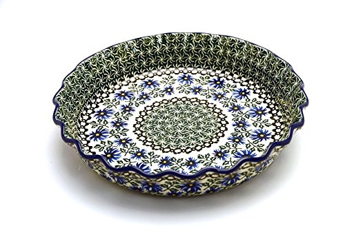 Polish Pottery Baker - Pie Dish - Fluted - Blue Chicory