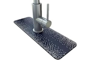 CYlovinho Kitchen Sink Faucet Splash Guard, Faucet Absorbent Mat, Microfiber Faucet Drip Catcher for Countertops, Bathrooms, Farmhouses, RVs (Dot blue)
