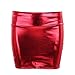 YiZYiF Women's Shiny Metallic Liquid PVC Leather Wet Look Dress Short Mini Skirt Red